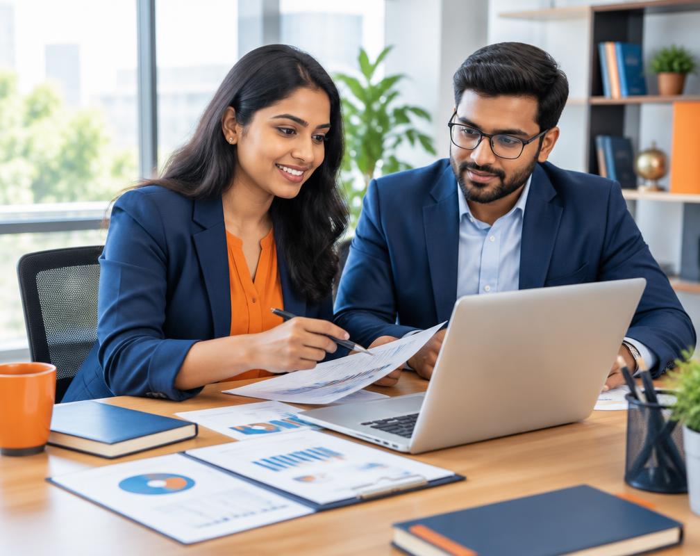 Finance professionals reviewing practical accounting work